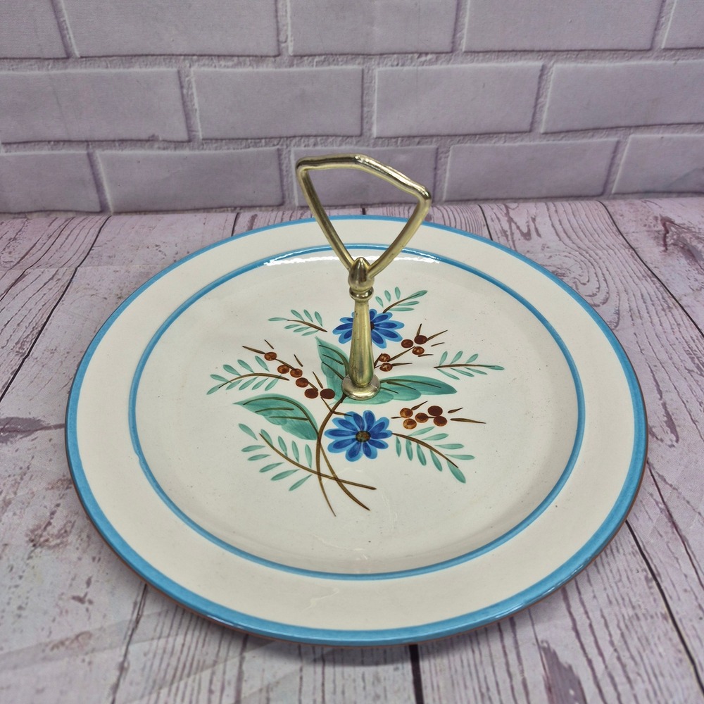 Stangl Pottery Bachelors Button Hand Painted Tidbit Tray‎ Serving Plate Vintage
